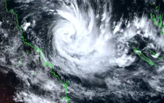 A satellite image of Cyclone Gabrielle on Thursday when it was 2500km from the top of the North Island.