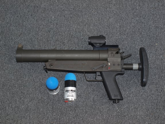 The sponge rounds are fired from a 40mm gas launcher.