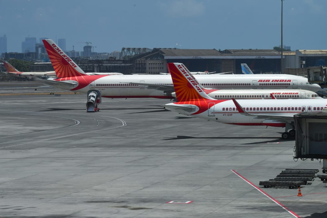 Air India aircrafts are seen parked at the Chhatrapati Shivaji Maharaj International Airport (CSMIA) after domestic flights resumed, in Mumbai on May 28, 2020.