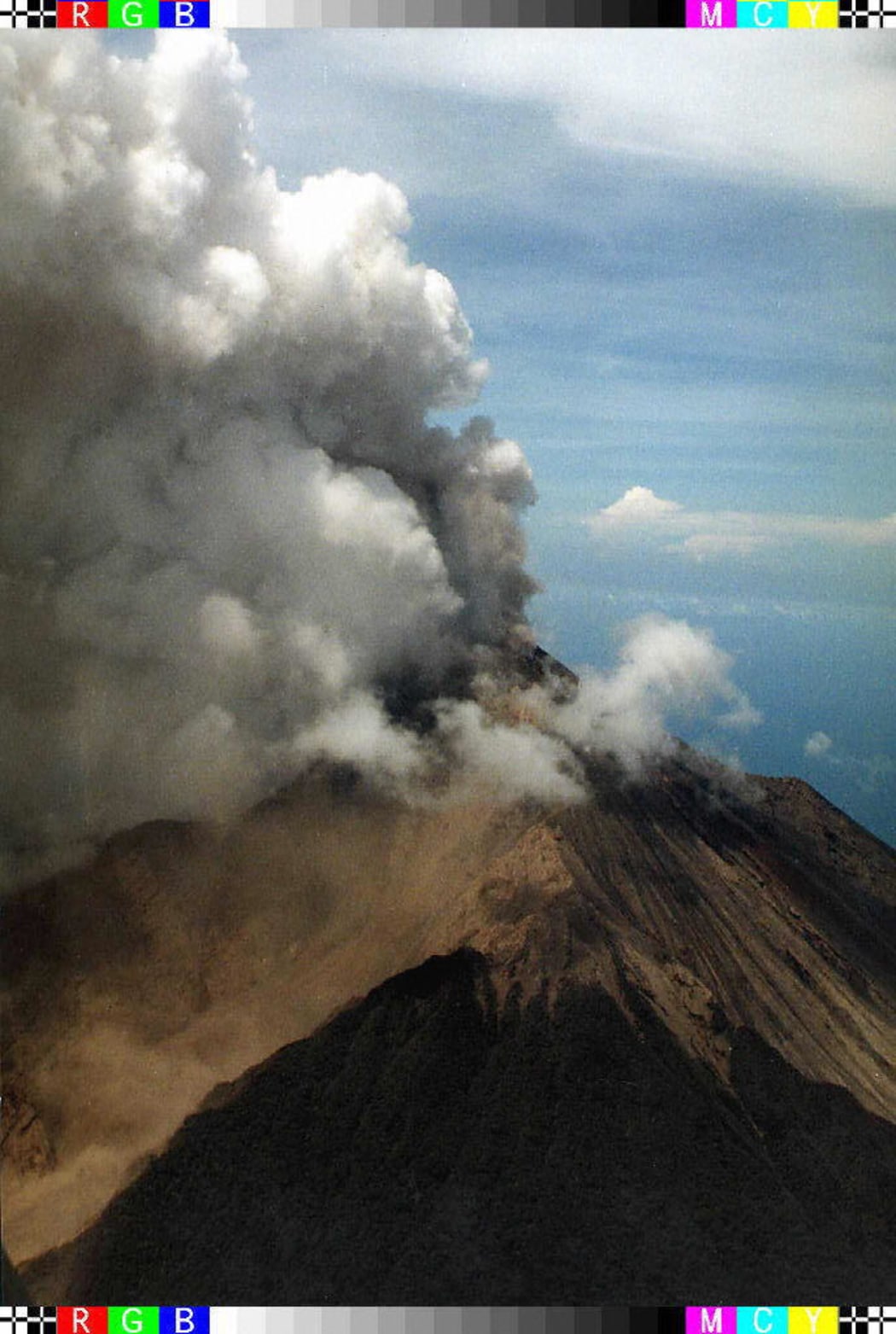 Manam volcano erupts spewing lava fragments and ash over the villages on Manam Island, off the north coast of Papua New Guinea, 04 December 1996.