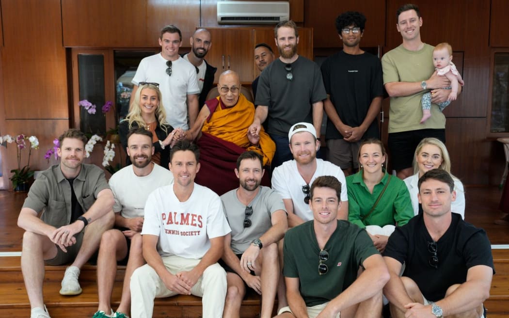 Black Caps players and family visit the Dalai Lama during the 2023 cricket World Cup