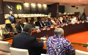 New Caledonia’s political parties all sitting for early political talks at the Congress in Nouméa 24 February 2025 – PHOTO RRB