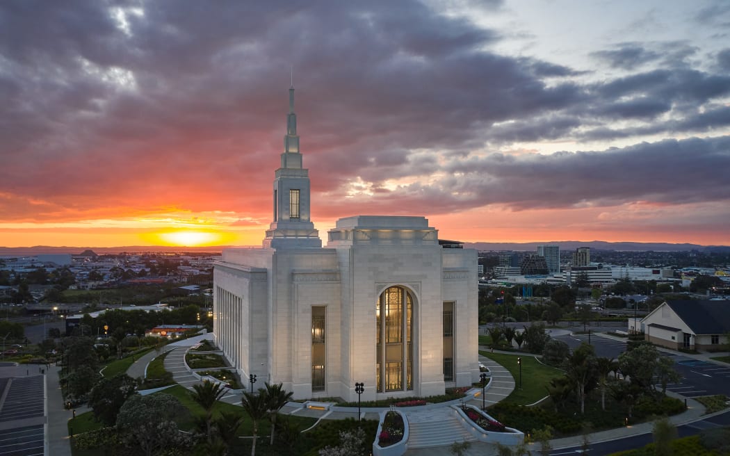The temple overlooks much of Manukau City