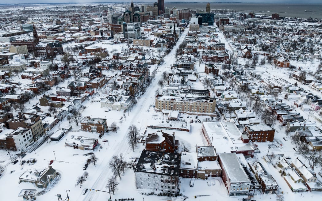 Snow blankets the city in Buffalo, New York, on 25 December, 2022.