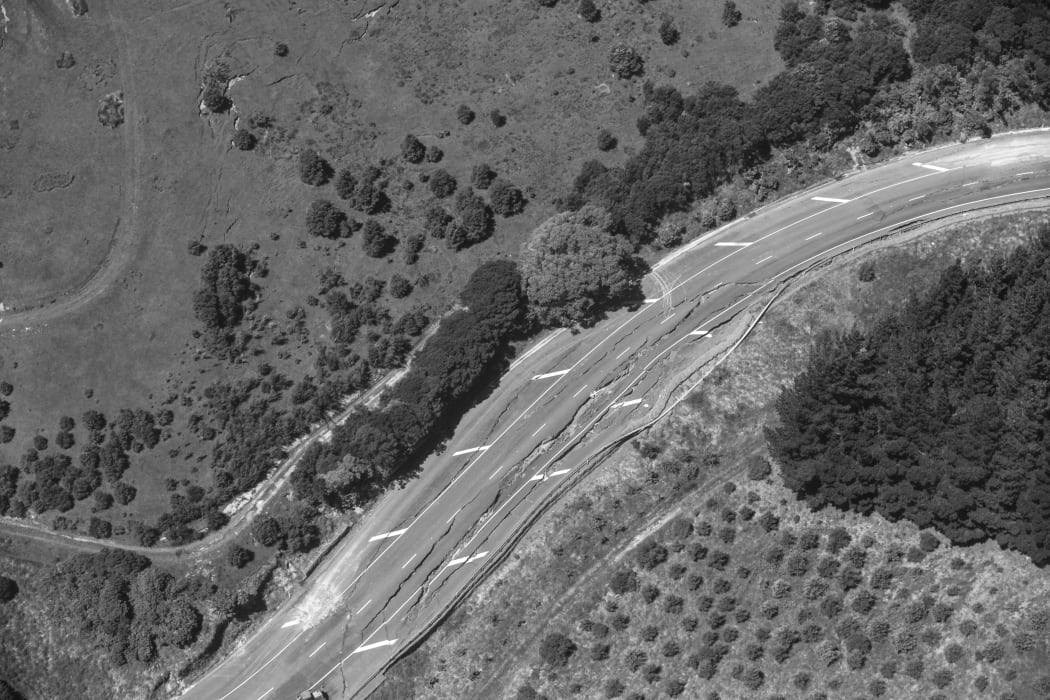 approx 16km south of Kaikoura State Highway 1 has a lot of road damage.