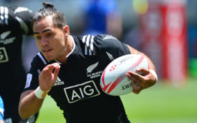 Beaudine Waaka of New Zealand goes into a tackle on day one of the Cape Town leg of the World Series.