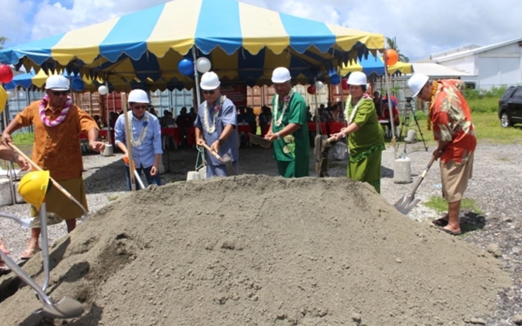 Turning the ground at the future food processing plant in Pago Pago