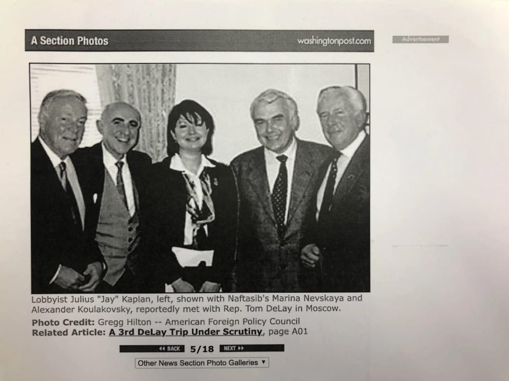 A photo of Naftasib's Marina Nevskaya and Alexander Koulakovsky that ran in the Washington Post around the time of the scandal in the early 2000s.