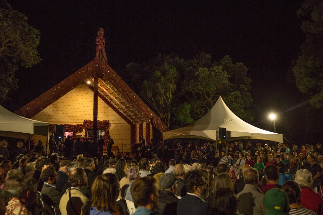 An estimated 1500 people attend the pre-dawn prayer service on the Treaty Grounds.