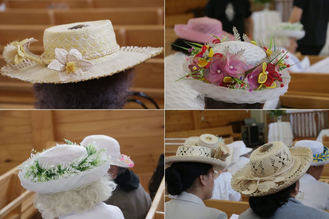 Some of the hats on display at the Cook Islands Christian Church, Porirua