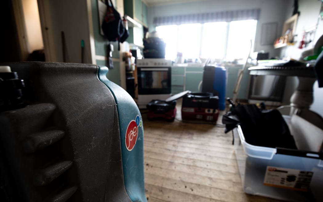 Inside a home that was flooded outside the village of Wakefield in the Tasman District