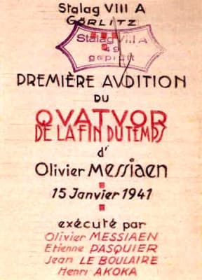 Poster for première of Messiaen's Quartet for the End of Time