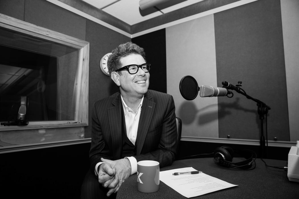 John Campbell in the RNZ Auckland studio recording The Mixtape.