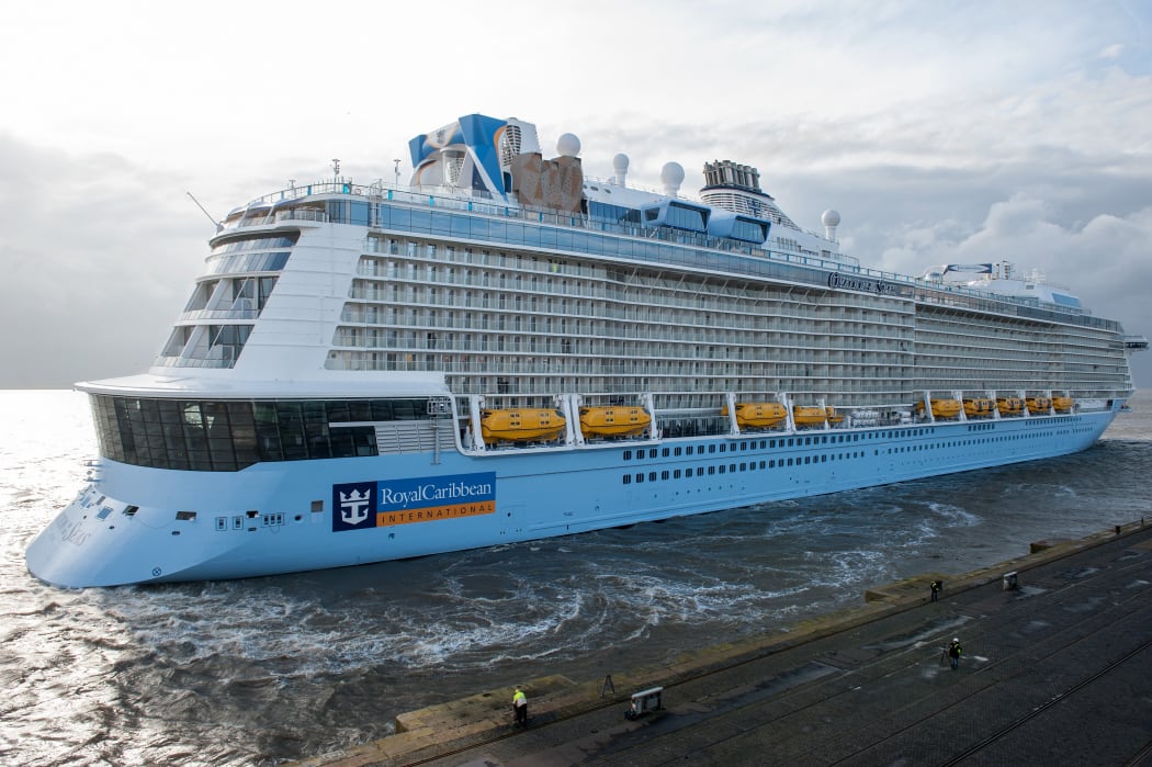 Royal Caribbean's 'Ovation of the Seas' arriving in bremerhaven, Germany, 28 March 2016.