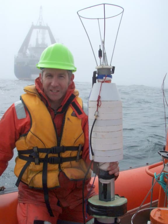 Craig Stevens during a voyage to measure current speeds in Cook Strait.