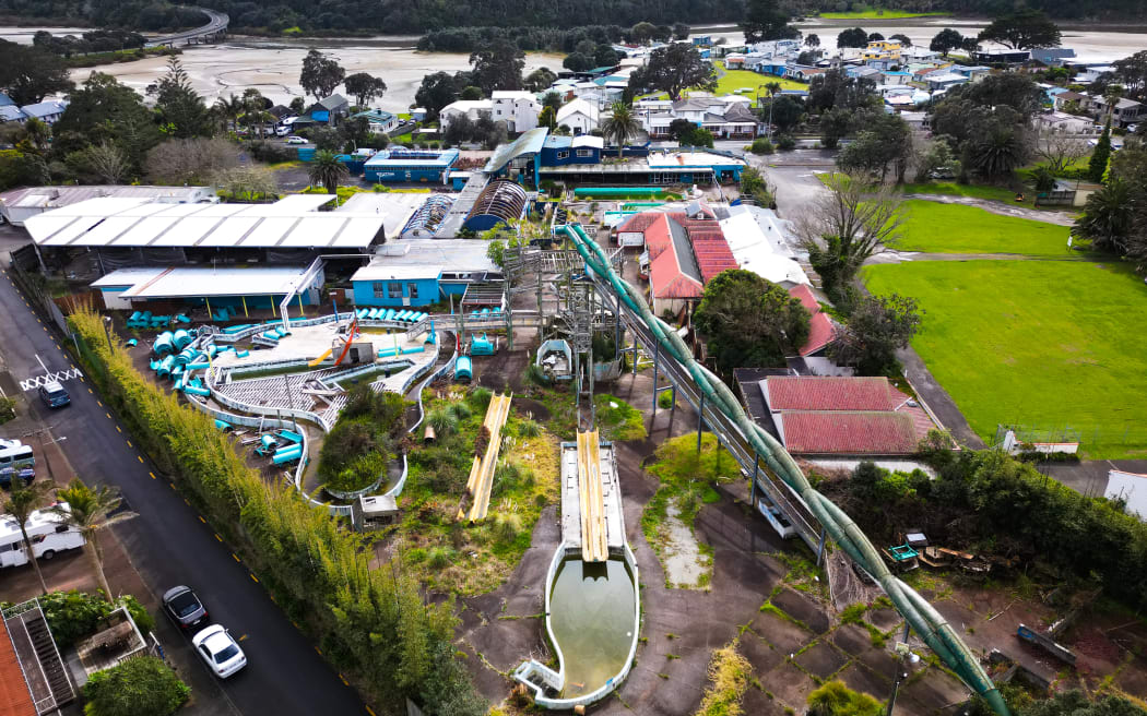 Waiwera Thermal Resort the day demolition crews move in on 14 August, 2023.