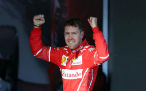 Sebastian Vettel celebrates Australian F1 Grand Prix win 2017.