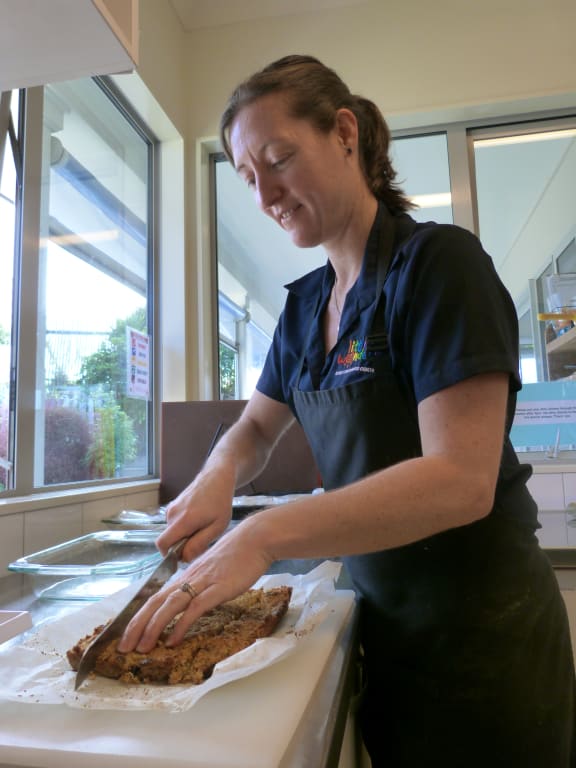 The chef at Little Wonders’ Wellington centre, Kim Cunnington, preparing food.