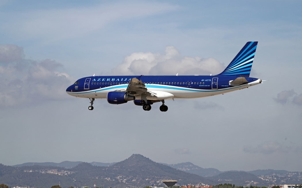 The arrival at El Prat airport of the first Boeing A320 that will cover the route, in Barcelona, on May 2, 2023. After six years without flying to Barcelona, Azerbaijan Airlines has started the route between Baku and the Catalan capital (Photo by Urbanandsport/NurPhoto) (Photo by Urbanandsport / NurPhoto / NurPhoto via AFP)