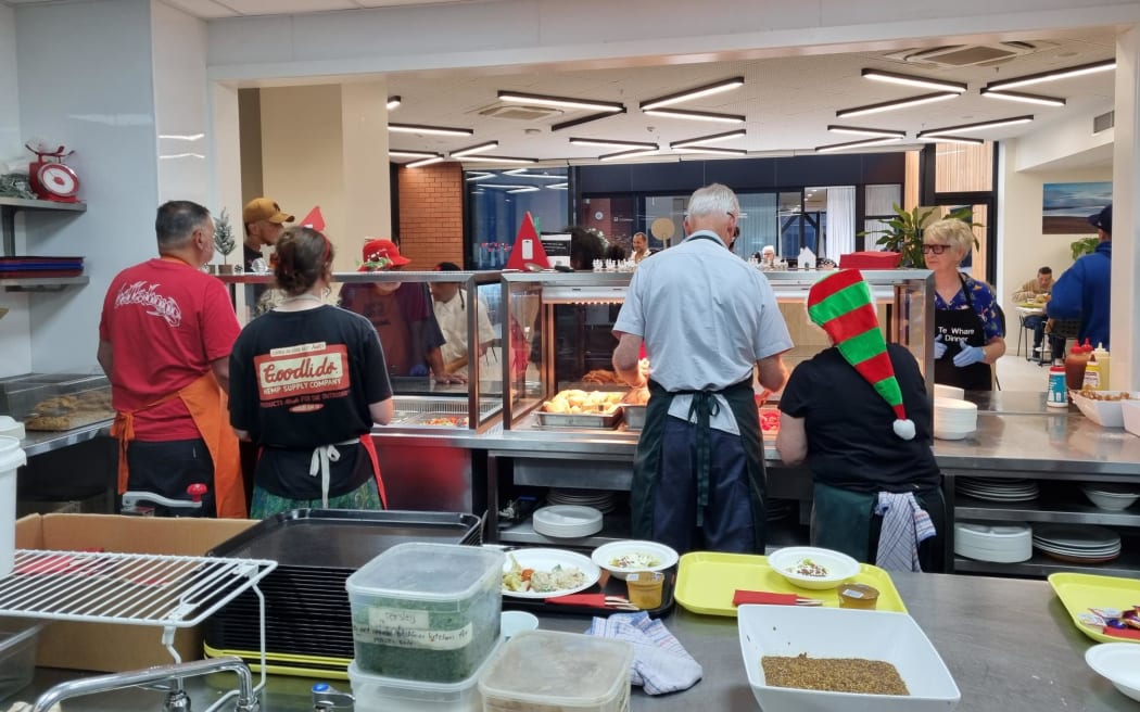 Volunteers help out at the Auckland City Mission on Christmas Day on 25 December, 2023.