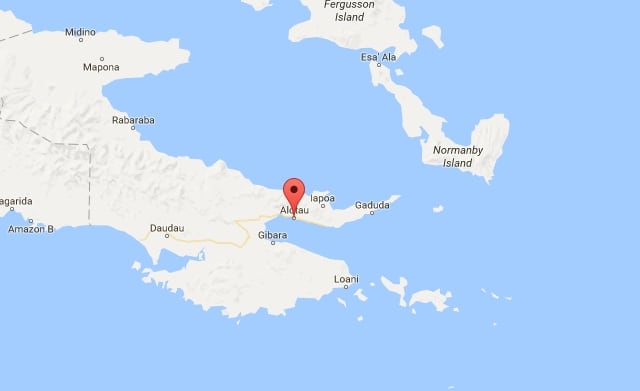 Map showing Alotau in Southern PNG
