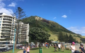 Mount Maunganui showing after effects of fire.