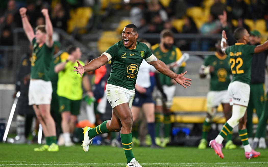 Damian Williamse of South Africa celebrates.