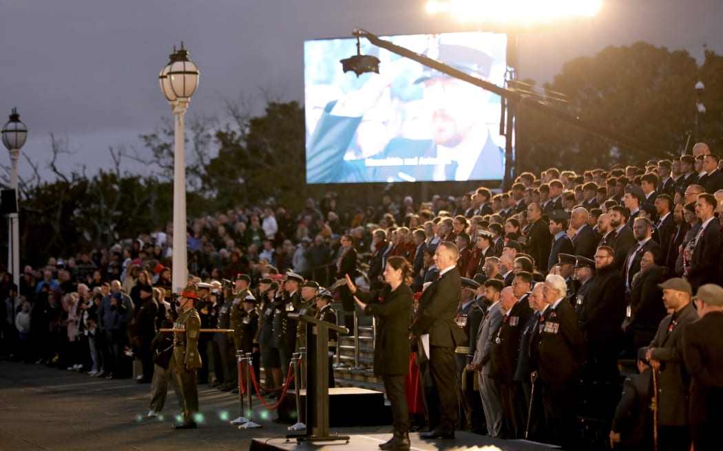 New Zealand national anthem sung at the Auckland memorial service on 25 April 2025.