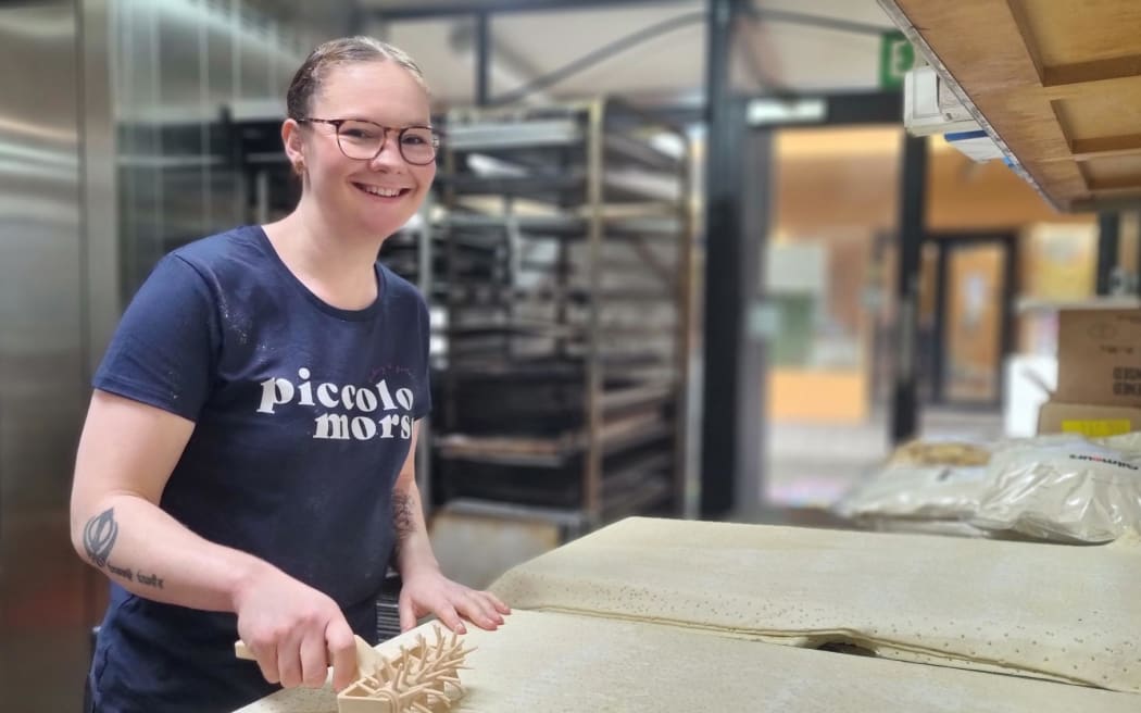 Piccolo Morso co-owner Julia Kaur-Randhawa 'docking' puff pastry.