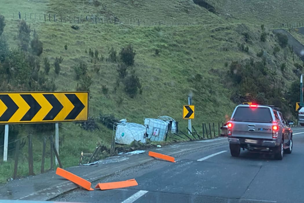 The containers on the Matamata side of the Kaimai Summit.