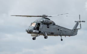 One of the NZ Defence Force helicopters heading to Kaikoura to help with the rescue, after the town was cut off after the 7.5 magnitude Hanmer Springs earthquake.