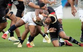 Moana Pasifika halfback Folau Fakatava during the rugby match between M?ori All Blacks v Moana Pasifika - held at FMG Stadium, Hamilton, New Zealand.  05  December  2020