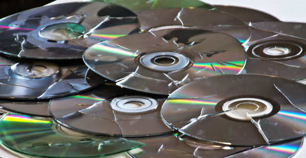 A pile of broken CDs.