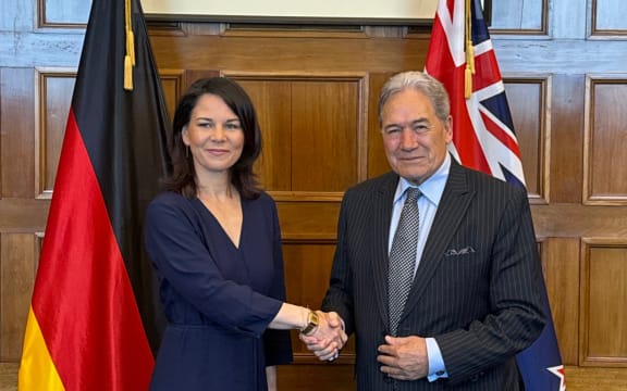 Foreign Minister Winston Peters with German Foreign Minister Annalena Baerbock.