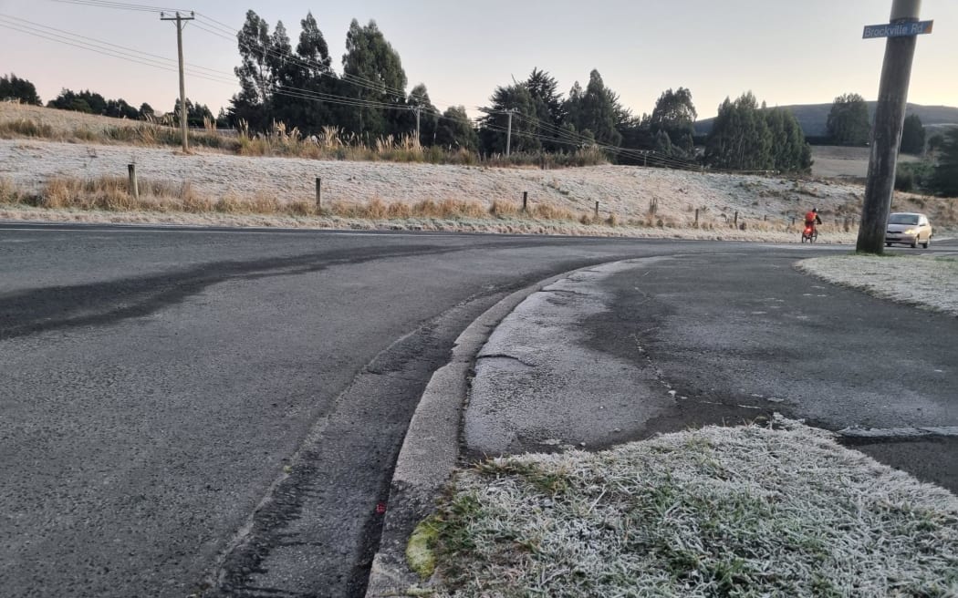 Icy roads in Dunedin's hill suburbs.