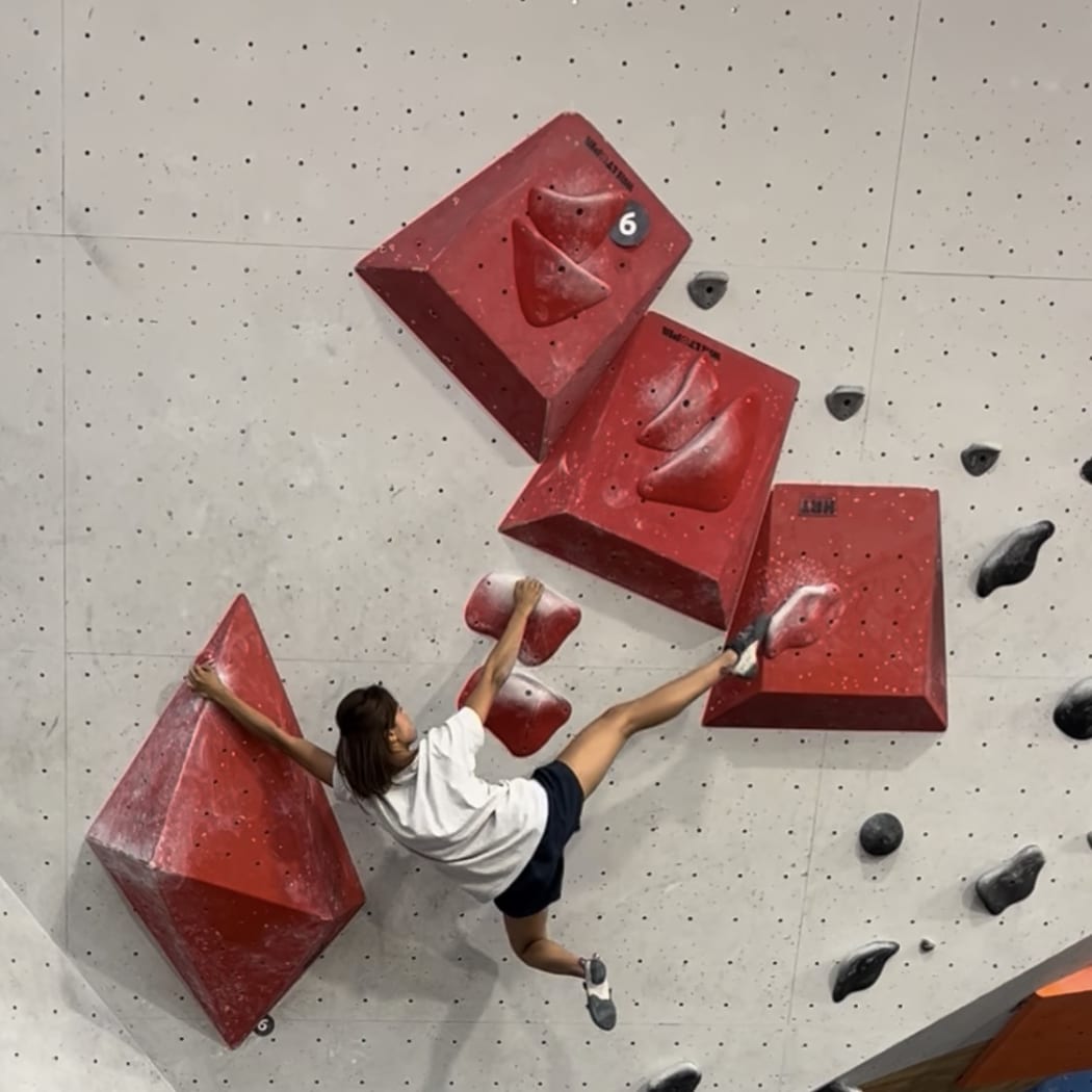 Celine Dam has been bouldering for about three years.