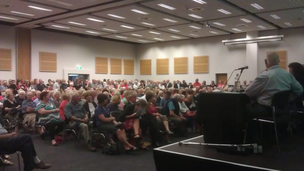 Standing room only at the back at Marlborough convention centre in Blenheim.