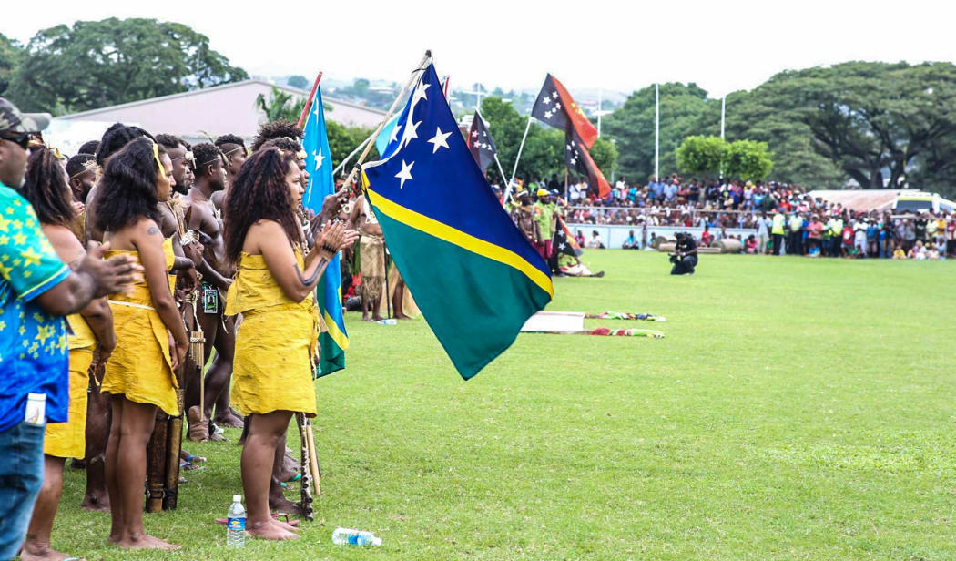 Crowds gathered to watch the opening of the 6th Melanesian Arts Festival in Solomon Islands.