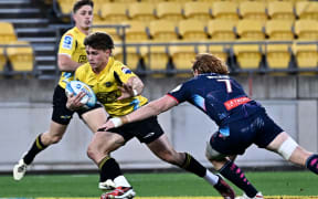 Harry Godfrey of the Hurricanes during the Rugby Pacific Quarter Final, 2024.