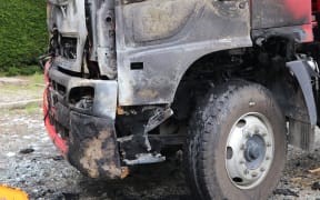 A truck burned out in a suspicious fire in Invercargill, December 2025.