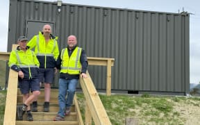 Electrician Richard Ford, left, Water Treatment Plant operator Paul Mustey and Engineer Mike Davies at the new UV plant in Havelock.