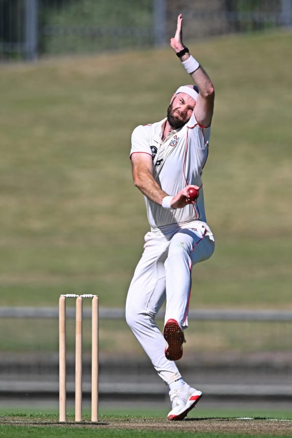 Canterbury's Michael Rae in action in the Plunket Shield, 2025.