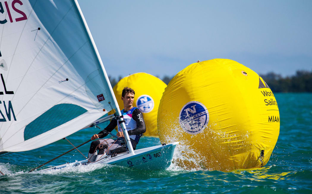 Thomas Saunders in action at a World Cup regatta in Miami in 2019.