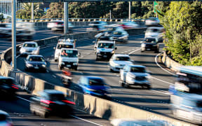 Traffic including trucks on Auckland motorway