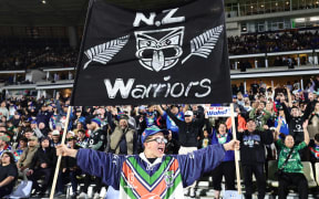Fans cheering during the NRL elimination final match at Mount Smart Stadium on Saturday.