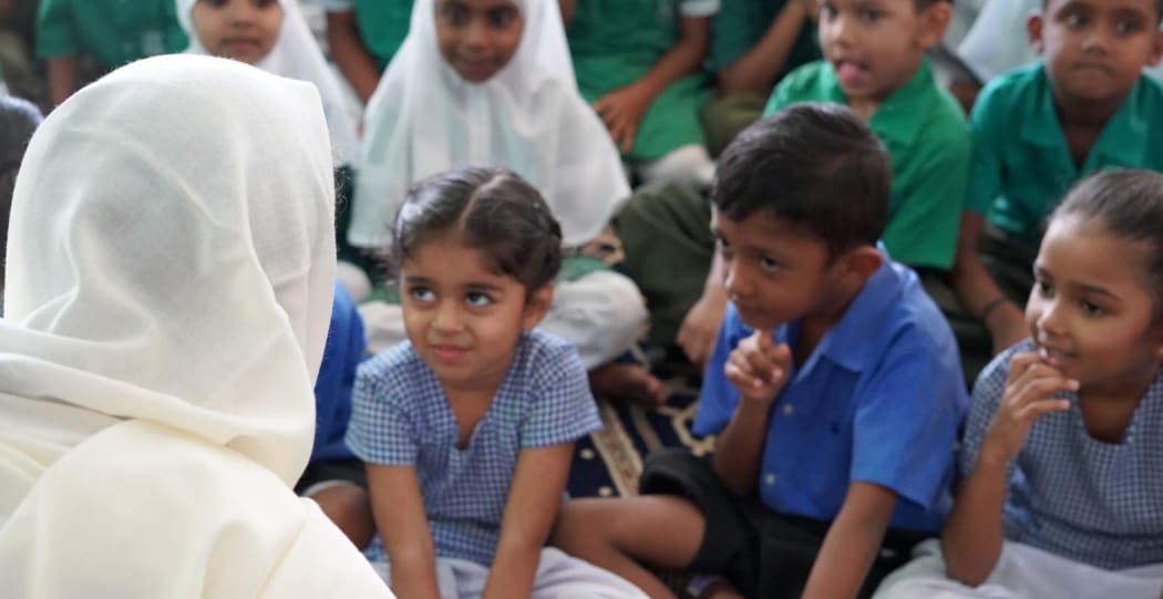 Ardern speaks at Lautoka Mosque as part of her trip to Fiji to remember Imam Hafiz Musa Patel, Ashraf Ali Razak and Ashraf Ali.