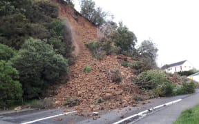 A large slip came down on Woodhouse Avenue, Karori,