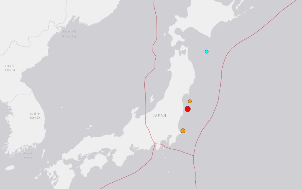 The quake struck 67km northeast of Iwaki (marked in red).