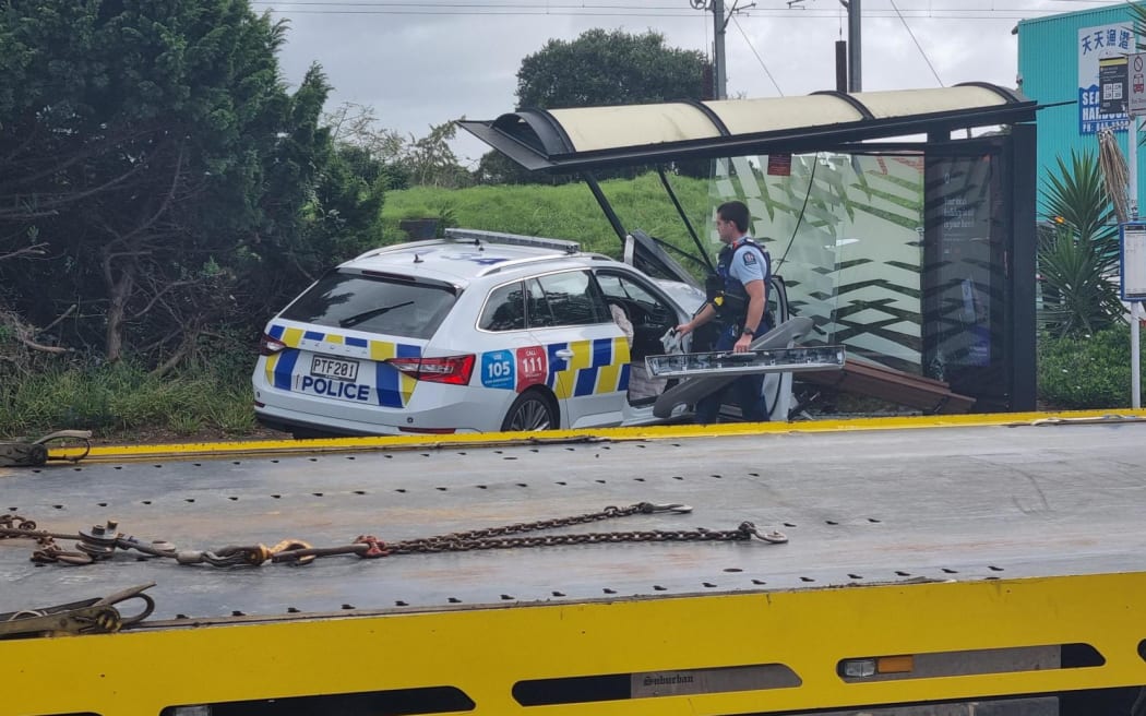 Police car in crash in Auckland - New North Rd in Mt Albert