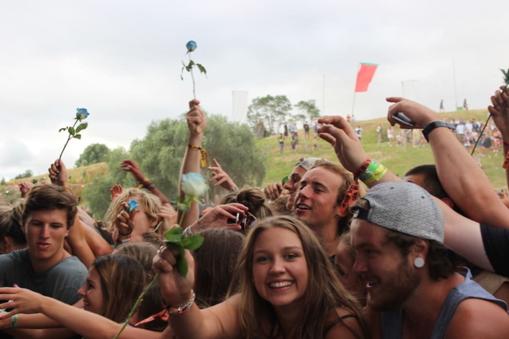 Revellers at the 2016/7 Rhythm and Vines music festival in Gisborne